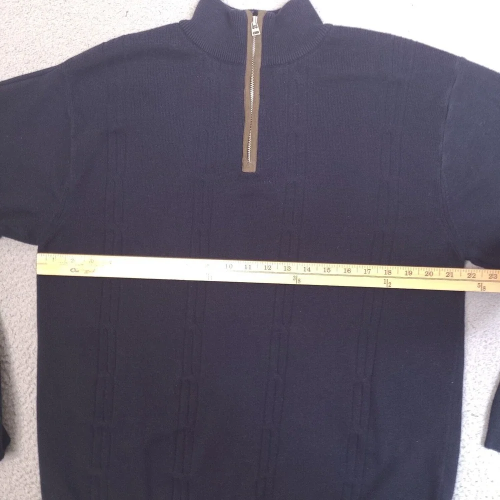 Alex Cannon‎ Sweater Mens Large Navy Blue 1/4 Zip Mock Neck